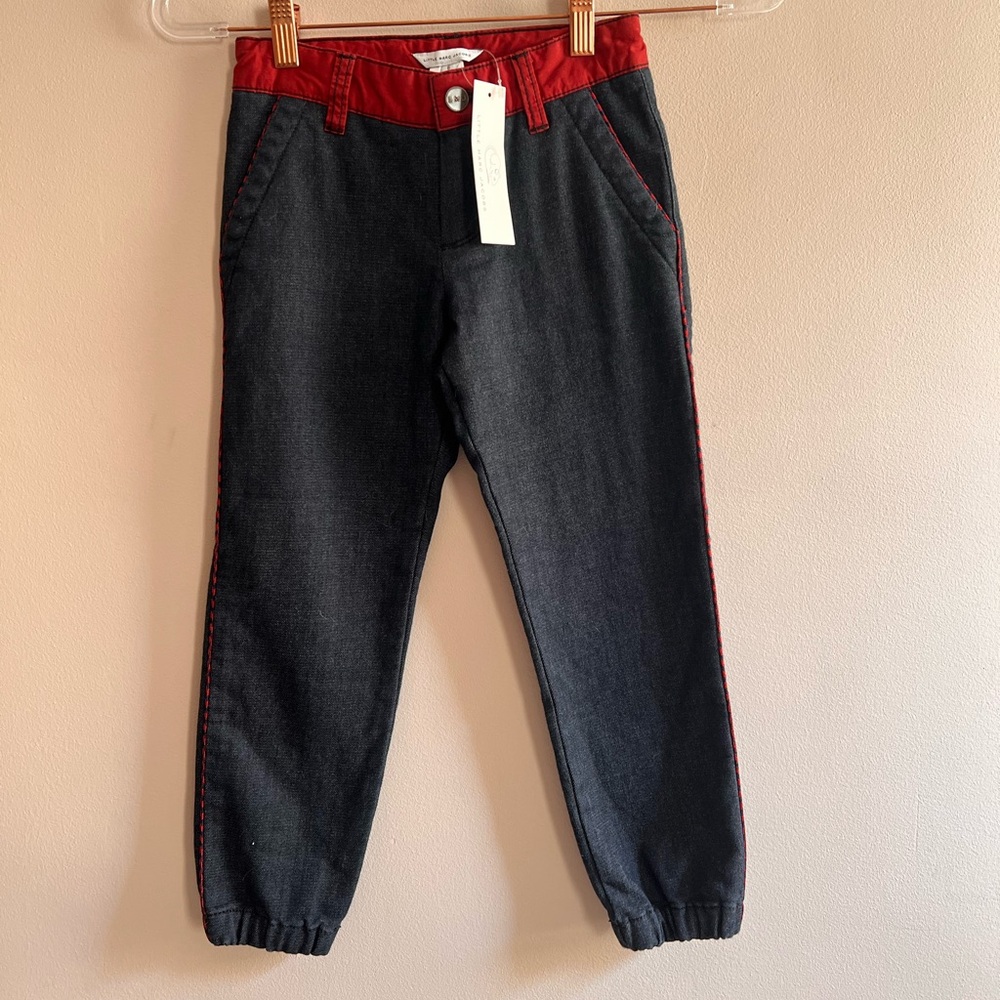 LITTLE MARC JACOBS FLEECE DENIM PANT WITH PIPING